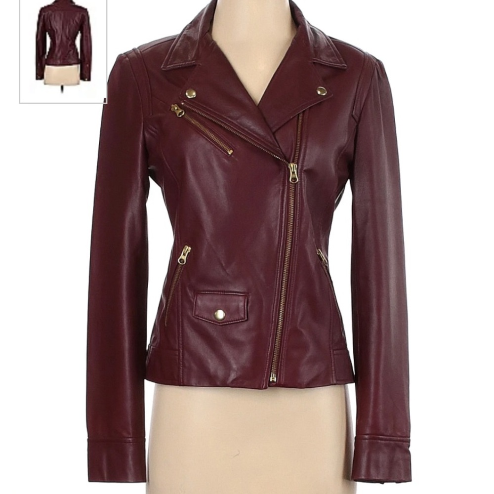 Truth & Pride leather jacket in brown/burgandy